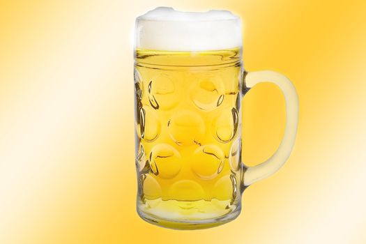 Beer mug on yellow gradient background.