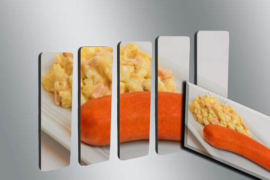 3D bar graph with photo of homemade potato salad with sausage.