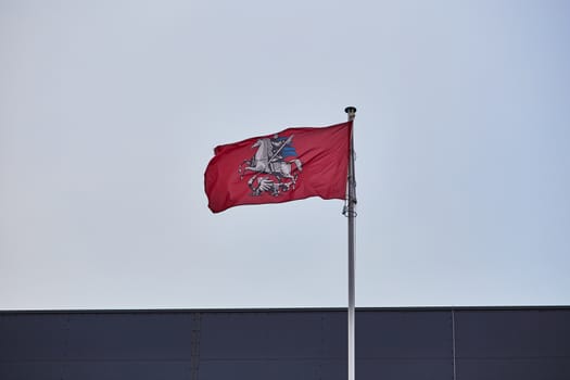 Georgy victorious flag in the wind, Moscow