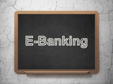 Finance concept: text E-Banking on Black chalkboard on grunge wall background, 3D rendering