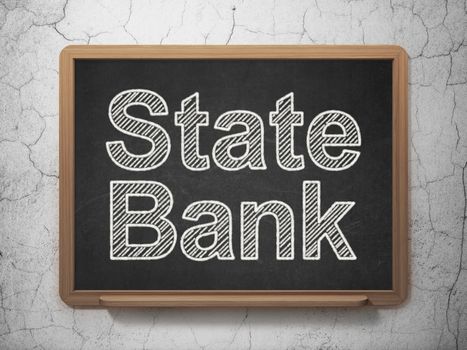 Money concept: text State Bank on Black chalkboard on grunge wall background, 3D rendering