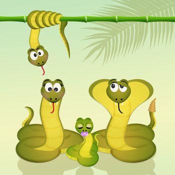 illustration of family of snakes
