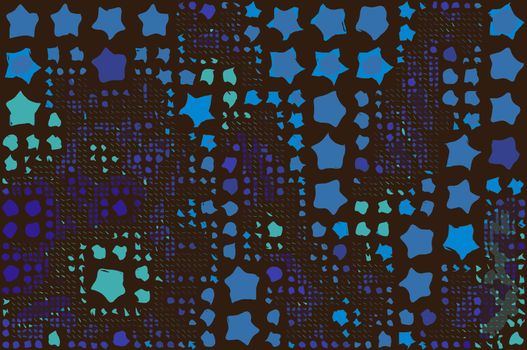 Abstract background full of stars and round shapes confetti.