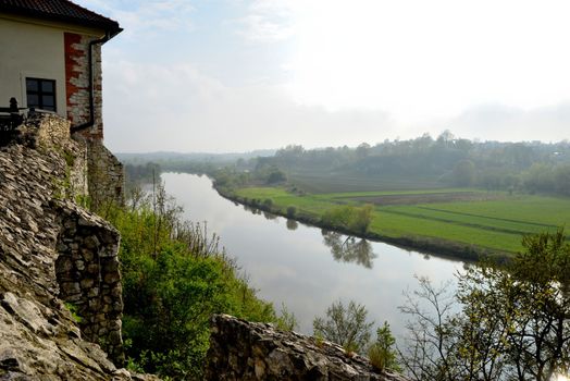 View from the walls of the Benedictine monastery in Tyniec on the river