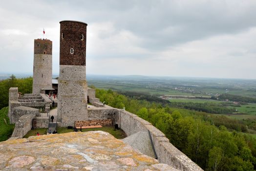 View from tower to Checiny castle and panoramic view of the area
