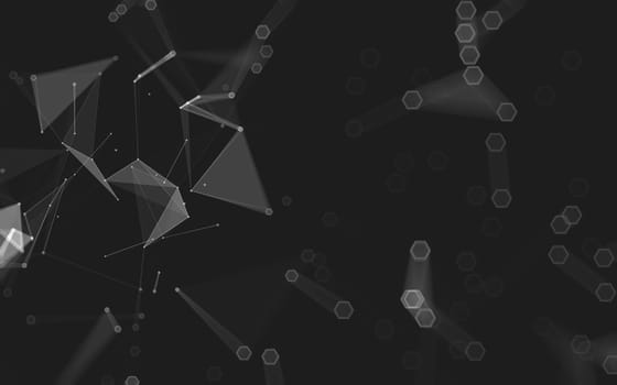 Abstract polygonal space low poly dark background with connecting dots and lines. Connection structure. 3d rendering