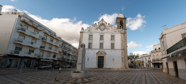 View of the main church of the city of Olhao, Portugal.
