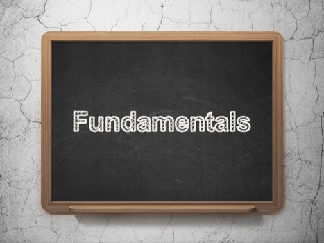 Science concept: text Fundamentals on Black chalkboard on grunge wall background, 3D rendering