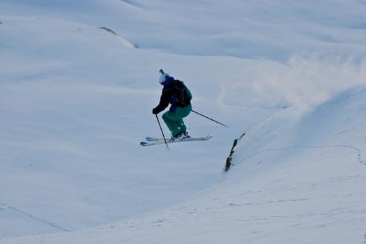 Freerider skiing down the mountain