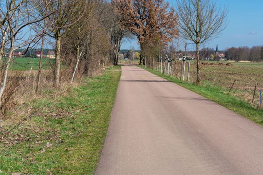 Road between the village Meinsdorf and the village Mühlstedt in Saxony Anhalt, Germany.