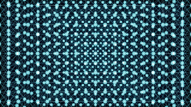 Abstract connected dots on bright blue background. 3d rendering