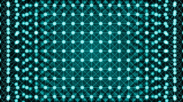 Abstract connected dots on bright blue background. 3d rendering