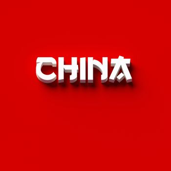 3D RENDERING WORDS 'CHINA' ON RED PLAIN BACKGROUND