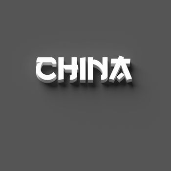 3D RENDERING WORDS 'CHINA' ON GREY PLAIN BACKGROUND