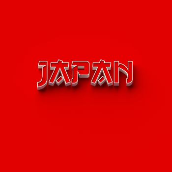 3D RENDERING WORDS 'JAPAN' ON RED PLAIN BACKGROUND