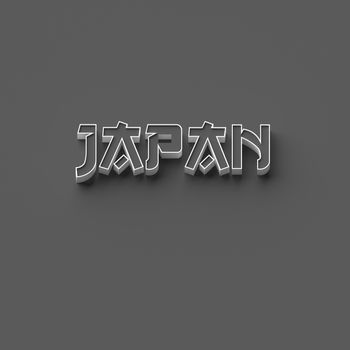 3D RENDERING WORDS 'JAPAN' ON GREY PLAIN BACKGROUND