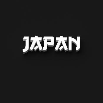 3D RENDERING WORDS 'JAPAN' ON BLACK PLAIN BACKGROUND