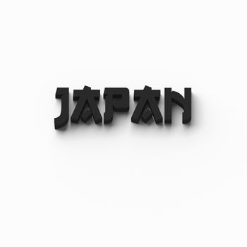 3D RENDERING WORDS 'JAPAN' ON WHITE PLAIN BACKGROUND