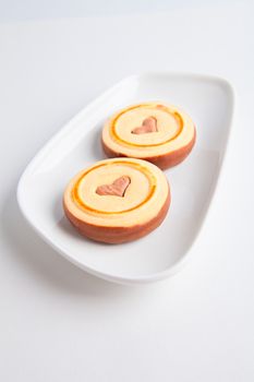 Valentine's Heart cookies on a white plate