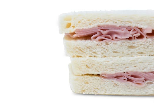 ham sandwiches on white background