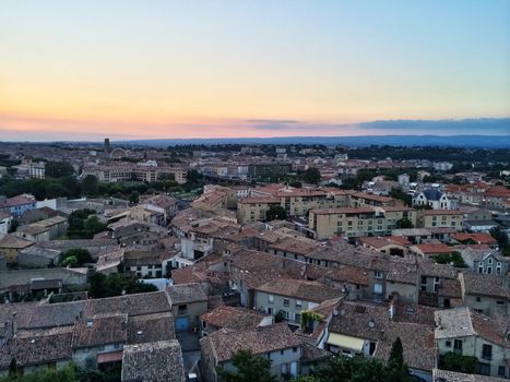 View over the picturesque town of Carcassonne in sunset. France.