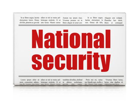 Security concept: newspaper headline National Security on White background, 3D rendering