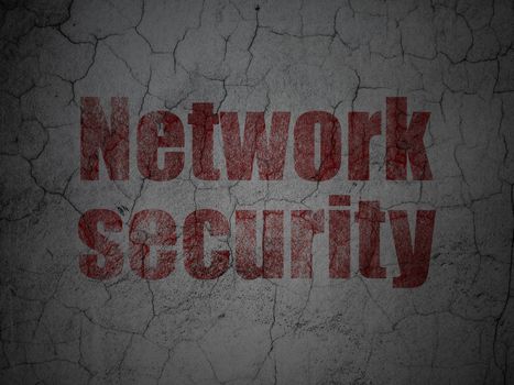 Protection concept: Red Network Security on grunge textured concrete wall background
