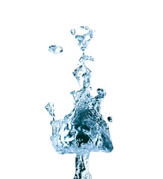 Nice abstract blue water splash on white background. Isolated with clipping path