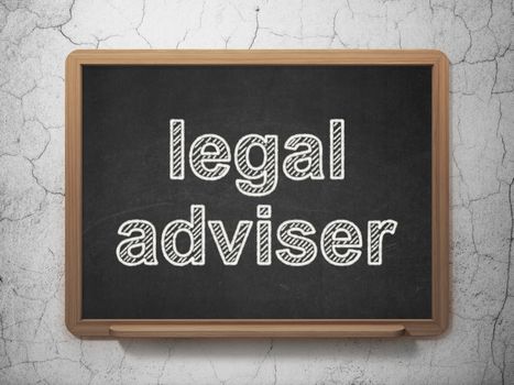 Law concept: text Legal Adviser on Black chalkboard on grunge wall background, 3D rendering