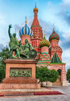 The scenic orthodox Saint Basil's Cathedral, iconic landmark on Red Square in Moscow, Russia