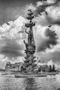 Peter the Great Statue over the Moskva River in central Moscow, Russia