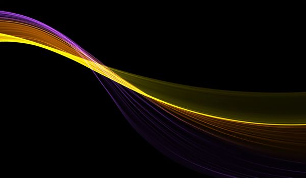 abstract colorful wavy smoke flame over black background