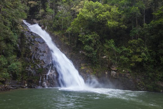 Yong Waterfall National Park is one of the attractions of Nakhon SI thammarat province Thailand. Natural background waterfall. waterfall Colorful leaves. waterfall thailand tropical