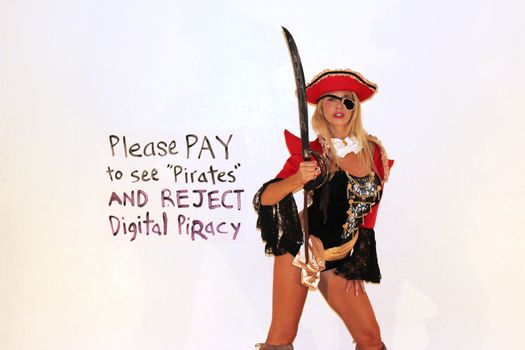 Nadeea Volianova the Russian Pop Star - a lifelong Johnny Depp fan - urges people to pay to see the new Pirates movie and ignore the pirated copy that hackers released, Beverly Hills, CA 05-25-17