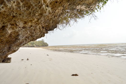 Small cove on the beach of Bamburi near Mombasa in Kenya