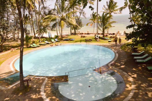 Swimming pool with bottom Bamburi beach near Mombasa in Kenya