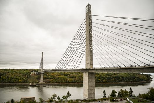 Penobscot Narrows bridge duing the fall, Verona Isoland, Maine, USA