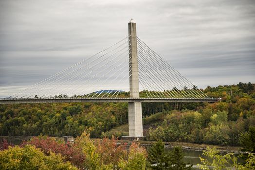 Penobscot Narrows bridge duing the fall, Verona Isoland, Maine, USA