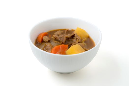 Japanese curry in a bowl with clipping path