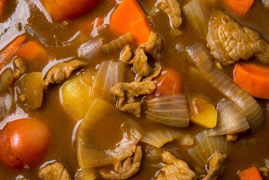 Japanese curry in the cooking pan