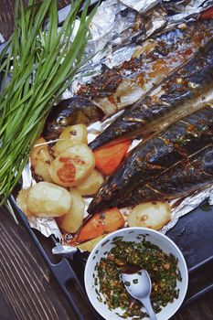 Baked fish and vegetable