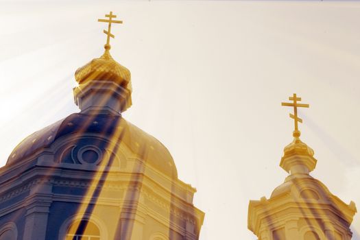The magic church. Composition of the church and the rays. Architecture