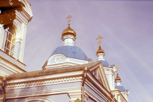 The magic church. Composition of the church and the rays. Architecture
