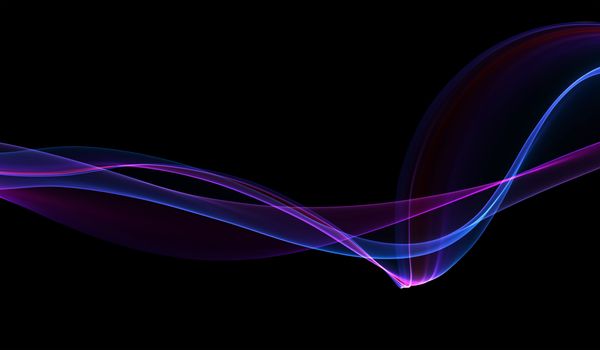 abstract colorful wavy smoke flame over black background