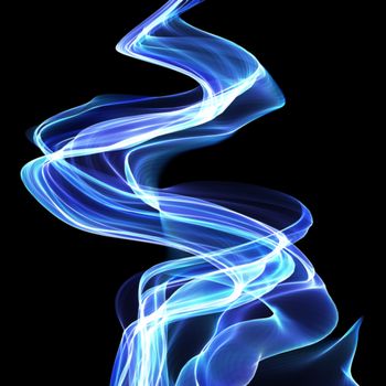 abstract colorful wavy smoke flame over black background