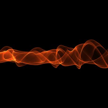 abstract red wavy smoke flame over black background.