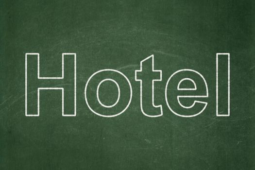 Travel concept: text Hotel on Green chalkboard background