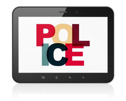 Law concept: Tablet Computer with Painted multicolor text Police on display, 3D rendering