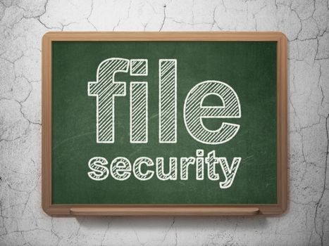 Safety concept: text File Security on Green chalkboard on grunge wall background, 3D rendering