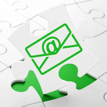 Business concept: Email on White puzzle pieces background, 3D rendering